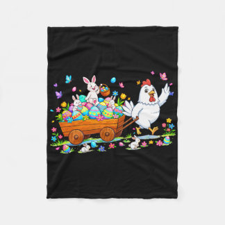 Chicken Carrying Bunnies Easter Chocolate Eggs Col フリースブランケット