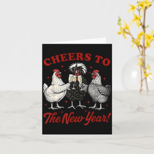 Chicken Cheers To The New Year  カード (黄色い花)