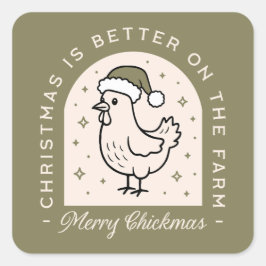 Chicken Christmas homestead farm cottagecore green スクエアシール