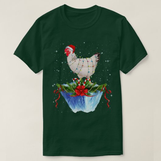 Chicken Christmas Lights Xmas Funny Tシャツ (デザイン正面)