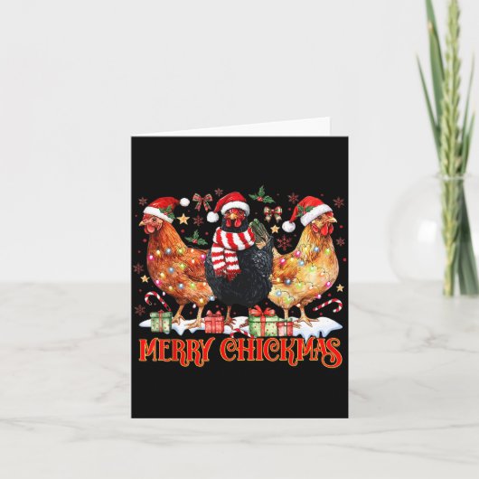 Chicken Christmas Merry Chickmas Santa Claus Hat F カード (正面)