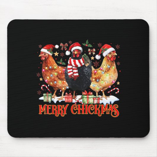 Chicken Christmas Merry Chickmas Santa Claus Hat F マウスパッド (正面)