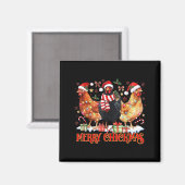 Chicken Christmas Merry Chickmas Santa Claus Hat F マグネット (正面/裏面)