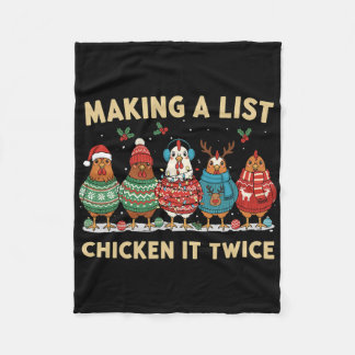 Chicken Christmas Shirt, Making A List Chicken It  フリースブランケット
