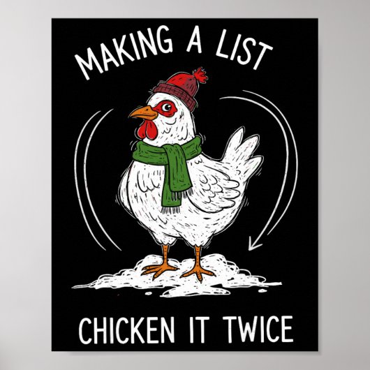 Chicken Christmas Shirt, Making A List Chicken It  ポスター (正面)