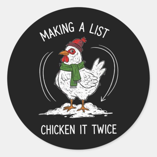 Chicken Christmas Shirt, Making A List Chicken It  ラウンドシール (正面)