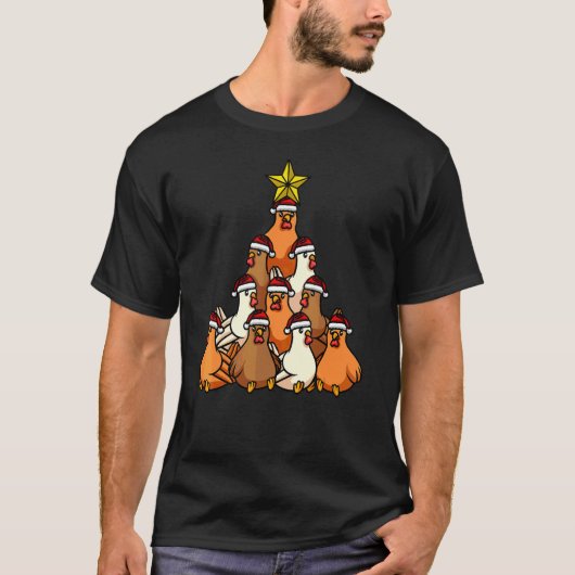 Chicken Christmas Tree Cute Christmas Tree Animals Tシャツ (正面)