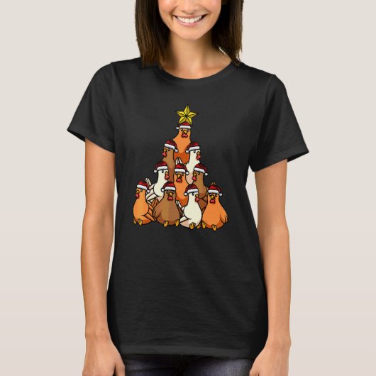 Chicken Christmas Tree Cute Christmas Tree Animals Tシャツ (正面)