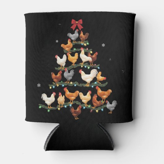 Chicken Christmas Tree Decor Xmas Chickens Lover 缶クーラー (正面)