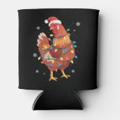 Chicken Christmas Tree Lights Farm Animal Santa  缶クーラー (正面)