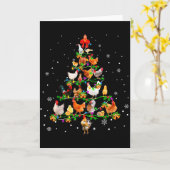 Chicken Christmas Tree Ornament Decor Xmas  カード (黄色い花)