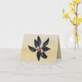 Chicken Circle Eating Watermelon Replaceable Photo カード (黄色い花)