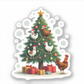 Chicken Cow Goat Horse Farm Animal Farmer Christma シール (正面)