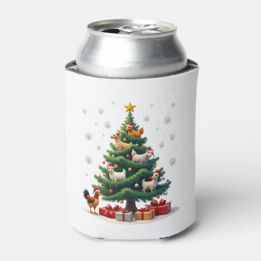 Chicken Cow Goat Horse Farm Animal Farmer Christma 缶クーラー (缶正面)
