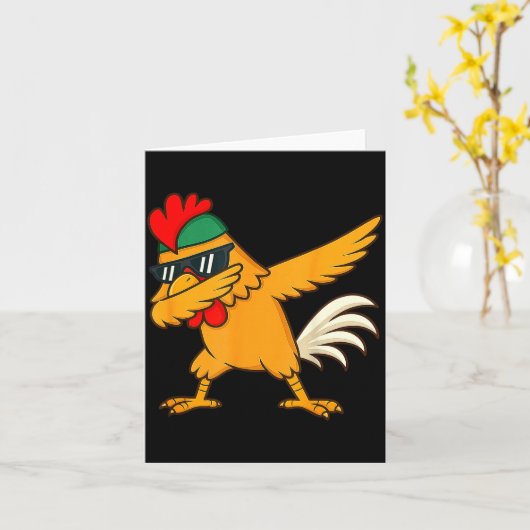Chicken Dab Meme Animal Dance Funny For Men Women  カード (黄色い花)