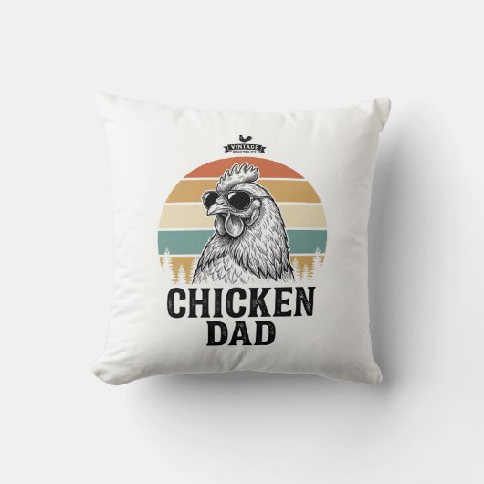 Chicken Dad Vintage Sunset Funny Chicken Lover Shi クッション (正面)