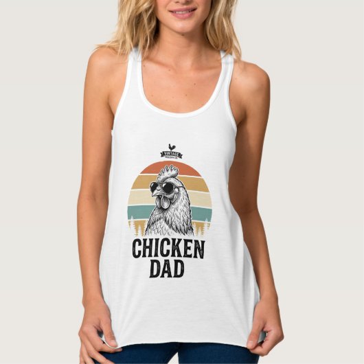Chicken Dad Vintage Sunset Funny Chicken Lover Shi タンクトップ (正面)