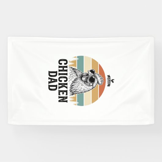 Chicken Dad Vintage Sunset Funny Chicken Lover Shi 横断幕 (横)