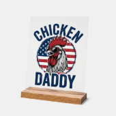 Chicken Daddy Rooster Vintage Patriotic Shirt Desi アクリルサイン (傾斜)