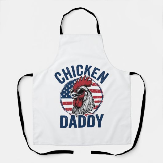 Chicken Daddy Rooster Vintage Patriotic Shirt Desi エプロン (正面)