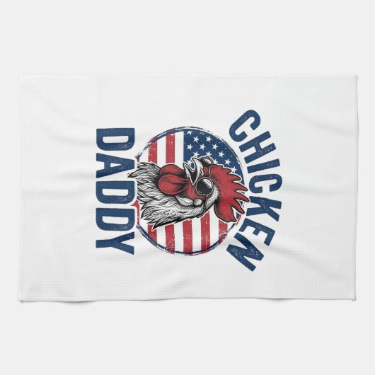 Chicken Daddy Rooster Vintage Patriotic Shirt Desi キッチンタオル (横)