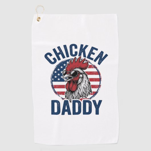 Chicken Daddy Rooster Vintage Patriotic Shirt Desi ゴルフタオル (正面)