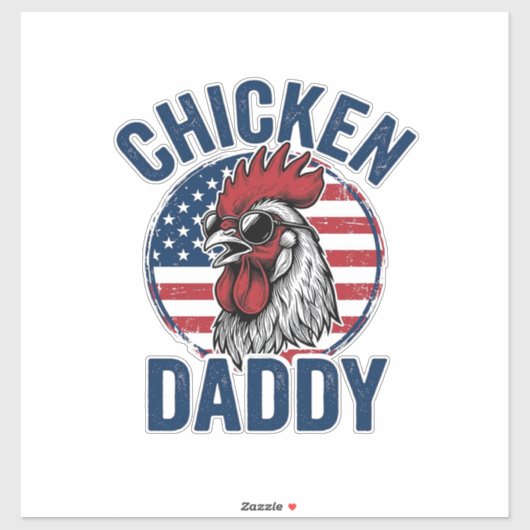 Chicken Daddy Rooster Vintage Patriotic Shirt Desi シール (シート)