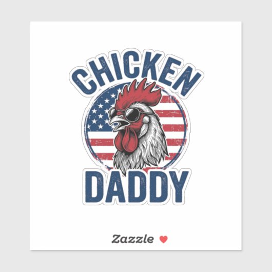 Chicken Daddy Rooster Vintage Patriotic Shirt Desi シール (シート)