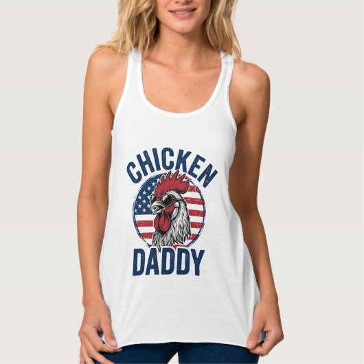 Chicken Daddy Rooster Vintage Patriotic Shirt Desi タンクトップ (正面)