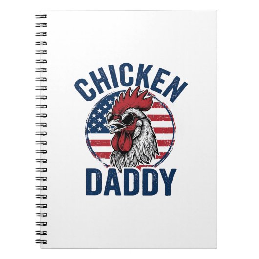Chicken Daddy Rooster Vintage Patriotic Shirt Desi ノートブック (正面)