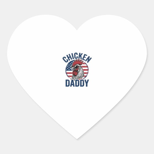 Chicken Daddy Rooster Vintage Patriotic Shirt Desi ハートシール (正面)