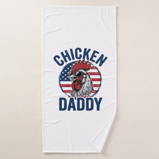 Chicken Daddy Rooster Vintage Patriotic Shirt Desi バスタオル (バスタオル)