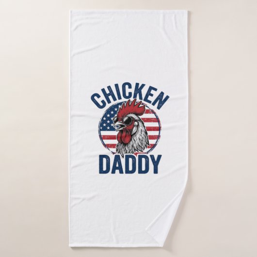 Chicken Daddy Rooster Vintage Patriotic Shirt Desi バスタオル (バスタオル)