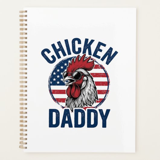 Chicken Daddy Rooster Vintage Patriotic Shirt Desi プランナー手帳 (正面)