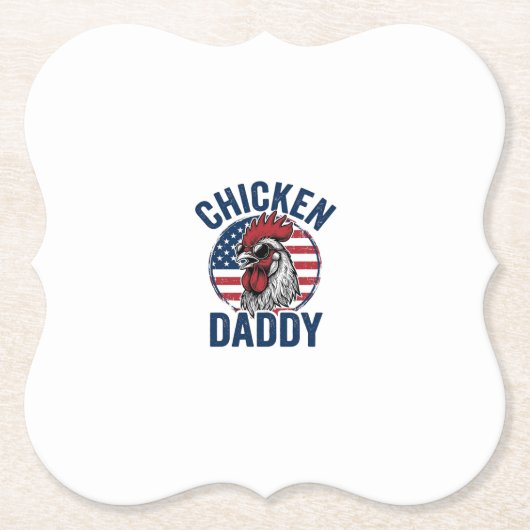 Chicken Daddy Rooster Vintage Patriotic Shirt Desi ペーパーコースター (正面)