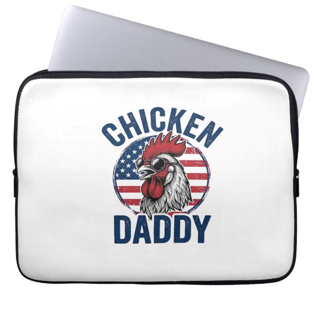 Chicken Daddy Rooster Vintage Patriotic Shirt Desi ラップトップスリーブ (正面)
