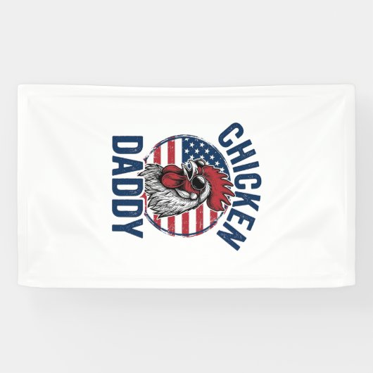 Chicken Daddy Rooster Vintage Patriotic Shirt Desi 横断幕 (横)