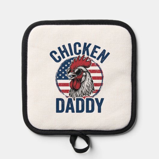 Chicken Daddy Rooster Vintage Patriotic Shirt Desi 鍋敷き (正面)