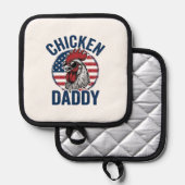 Chicken Daddy Rooster Vintage Patriotic Shirt Desi 鍋敷き (正面/裏面)