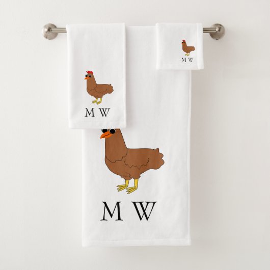 Chicken Design Monogrammed バスタオルセット (インサイチュ)