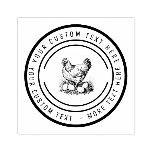 Chicken farm fresh eggs carton farmers market ラバースタンプ (インプリント)