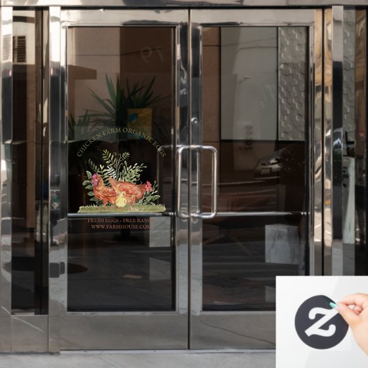 Chicken Farm Fresh Eggs small ウィンドウサイン (オフィスドア)