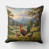 Chicken Farm House Throw Pillow クッション (正面)