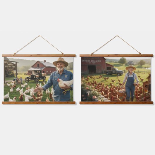 Chicken Farm Wood Topped Wall Tapestry 吊り下げ型タペストリー (ダブル)