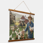 Chicken Farm Wood Topped Wall Tapestry 吊り下げ型タペストリー (傾斜あり)