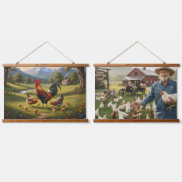 Chicken Farm Wood Topped Wall Tapestry 吊り下げ型タペストリー
