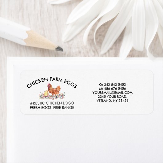 Chicken Farmhouse Agriculture Fresh Eggs ラベル (インサイチュ)