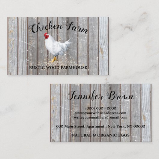 Chicken Farmhouse Rustic Egg 名刺 (正面/裏面)