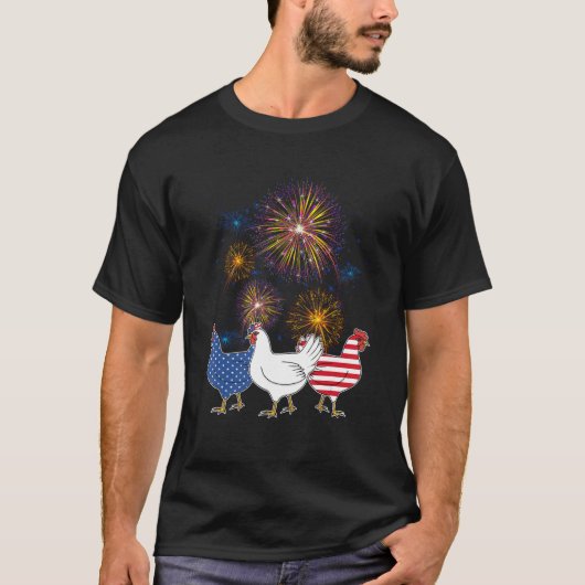 Chicken Fireworks Independence 4th Of July Day Pat Tシャツ (正面)