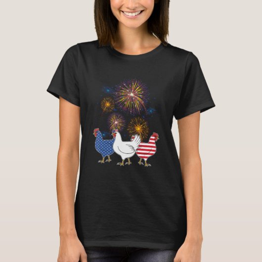 Chicken Fireworks Independence 4th Of July Day Pat Tシャツ (正面)